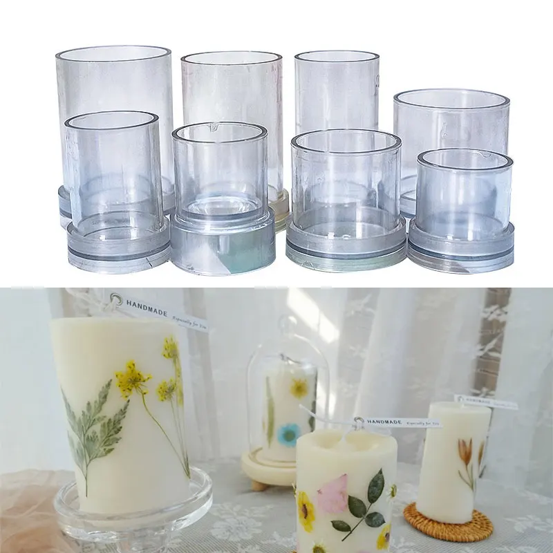 Description Picture 3 of item3D Cylindrical Candle Mold Transparent Plastic Flat Top Cylinder Geometry Scented Candles Mould DIY Hand Soap Crafts Making Mold