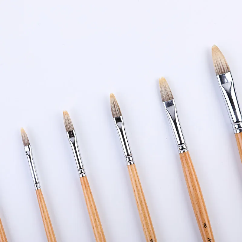 ArtSecret High Grade 2089 Flat Slant Series Watercolor&Acrylic Painting Art  Brush Synthetic Hair Short Oak Wooden Handle