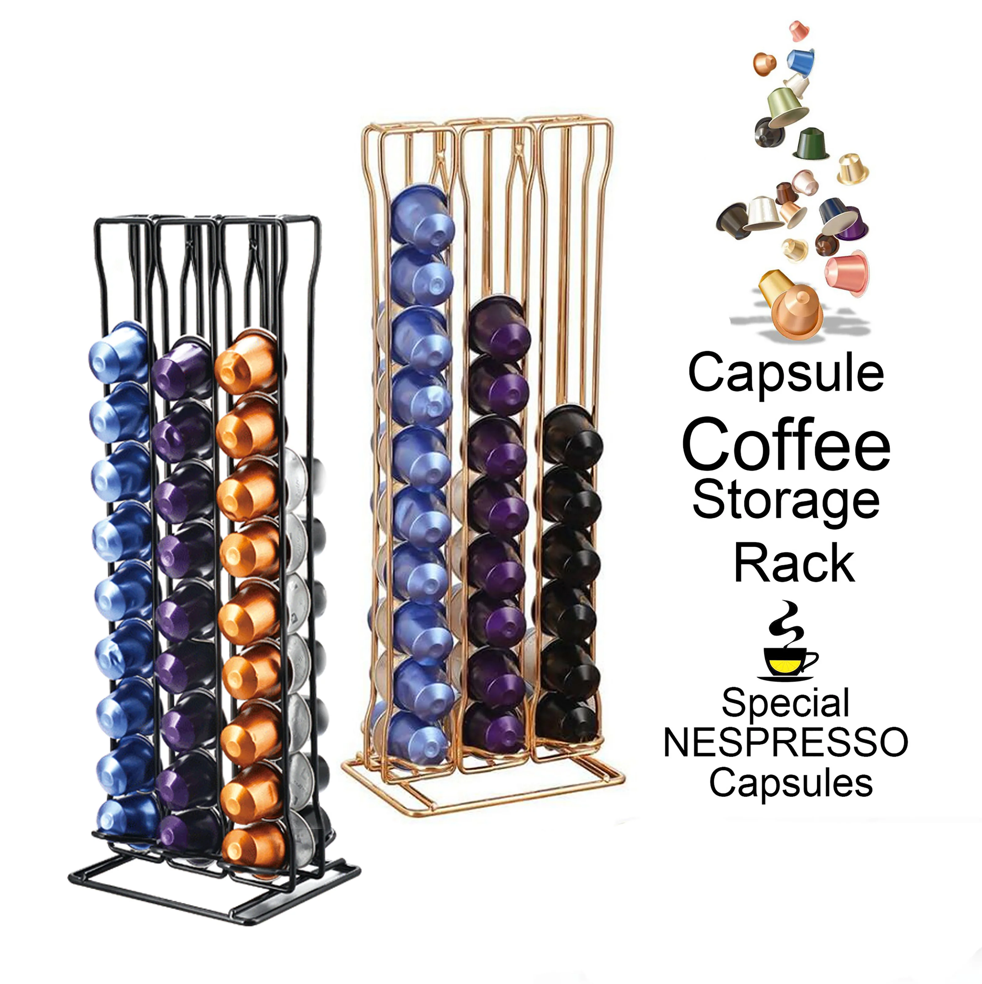 

Coffee Capsule Storage Rack Compatible for Capsules Wall Mounted Storage Rack and Capsule Dispenser Stores up to 60 Pods