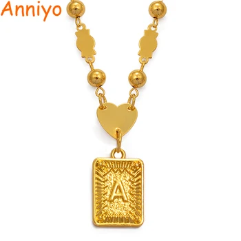 

Anniyo Small Square A-Z Letters Pendant Bead Necklaces Women Girls English Initial Alphabet ABC Jewelry Hawaiian Guam #221606B
