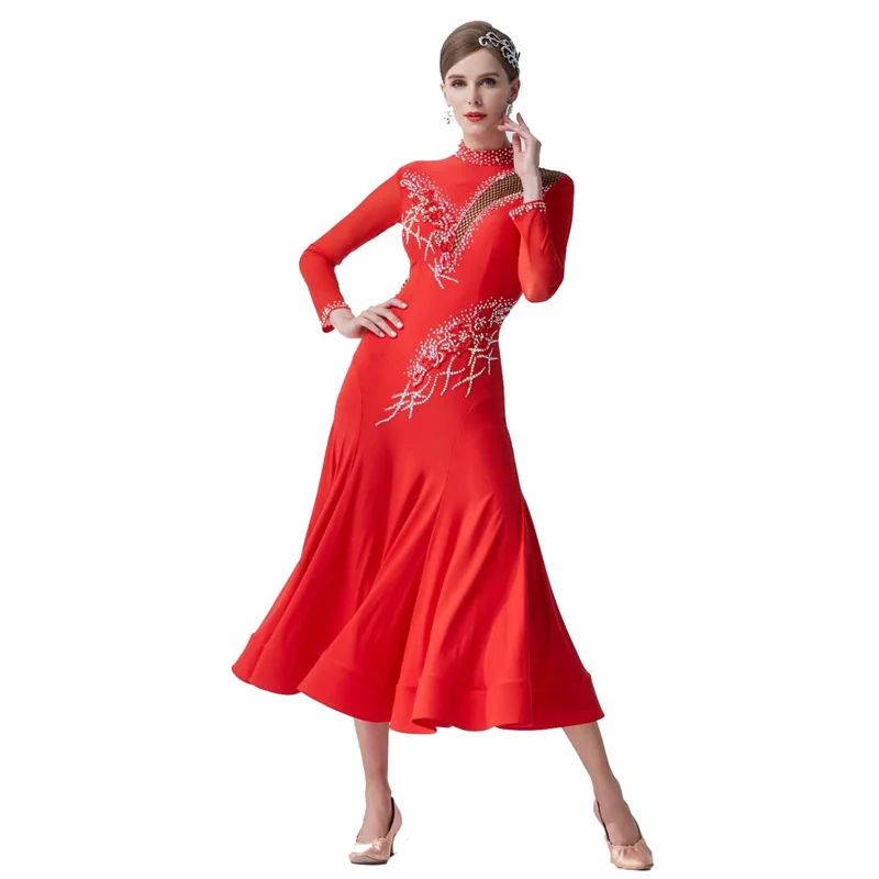 M19300 Plus Size Ballroom Dance Training Dresses Women High Quality