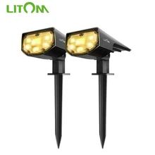 LITOM 12 LED Outdoor Solar Power Lighting IP67 Waterproof 2/4 Packs Solar Lights with Adjustable Modes 2-in-1 Outdoor Spotlights