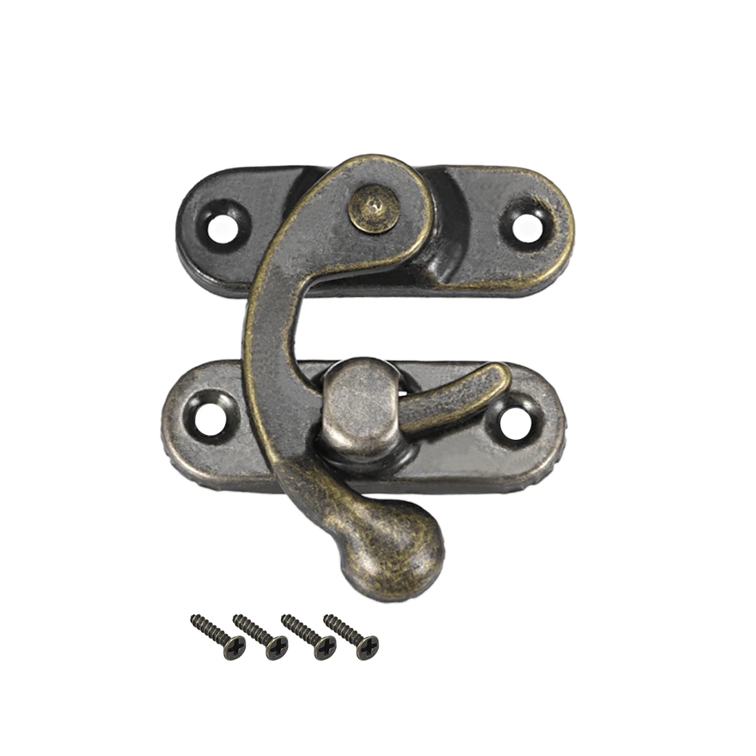 

uxcell Antique Left Latch Hook Hasp, Swing Arm Latch Plated Bronze 20 Pcs w Screws