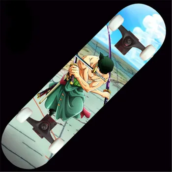 

Cartoon ONE PIECE Straw Hat Pirates Roronoa Zoro Pattern skateboard Become Warped Plate Action Figure Collectible Model Toy