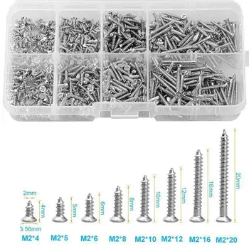 

800x Stainless Steel Self Tapping Screw Assortment Kit Lock Nut Wood Newest 2019