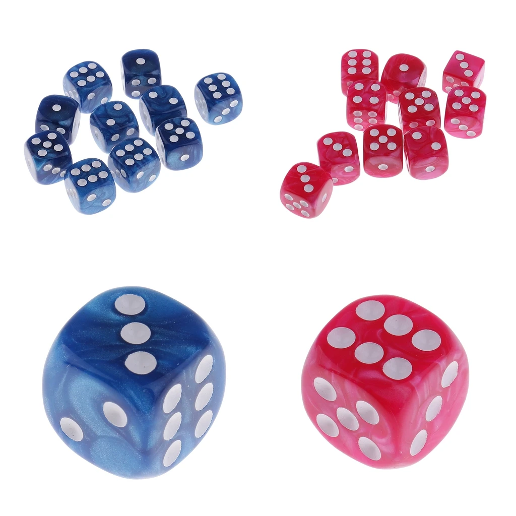 20pcs Pink&Blue Plastic 6-sided Dice D6 for Party Bar Table Game Accessory