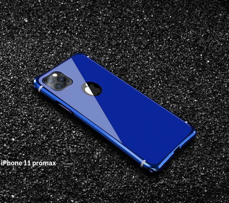 Радужный винт Защитный PC задний бампер для мобильного телефона iphone 11 Pro MAX металлический каркас для iphone 11 Роскошный металлический корпус Чехол - Цвет: Blue