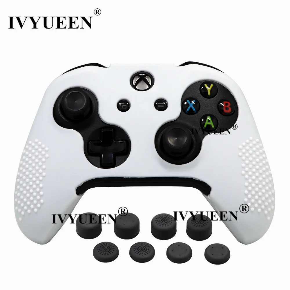 Белый IVYUEEN 9 в 1 силиконовый чехол для Xbox One X S контроллер и 8 шт. аналоговая ручка крышки - Цвет: Белый