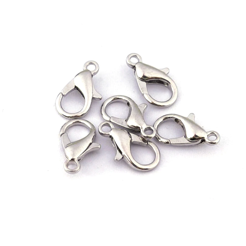 10/12/14/16/18/21mm Silver Gun Black Metal Lobster Clasps Hooks Bracelet End Connectors For Jewelry Making DIY Necklace Buckle