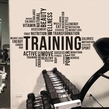 

Fitness Training Word Cloud Wall Sticker Sports Workout Club Decor Crossfit Inspirational Vinyl Decal Gym Studio Poster AZ856