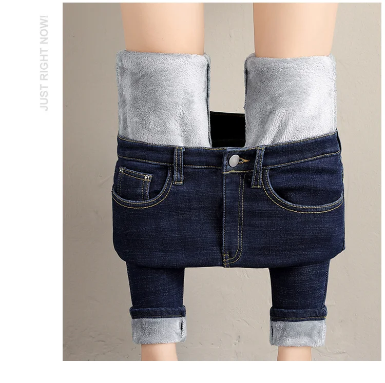 blue nine pants Утолщенные джинсы, новинка, ультра-мягкие теплые женские джинсы, зимние утолщенные обтягивающие женские джинсы с высокой талией, модные зимние Бархатные брюки - Цвет: blue nine pants