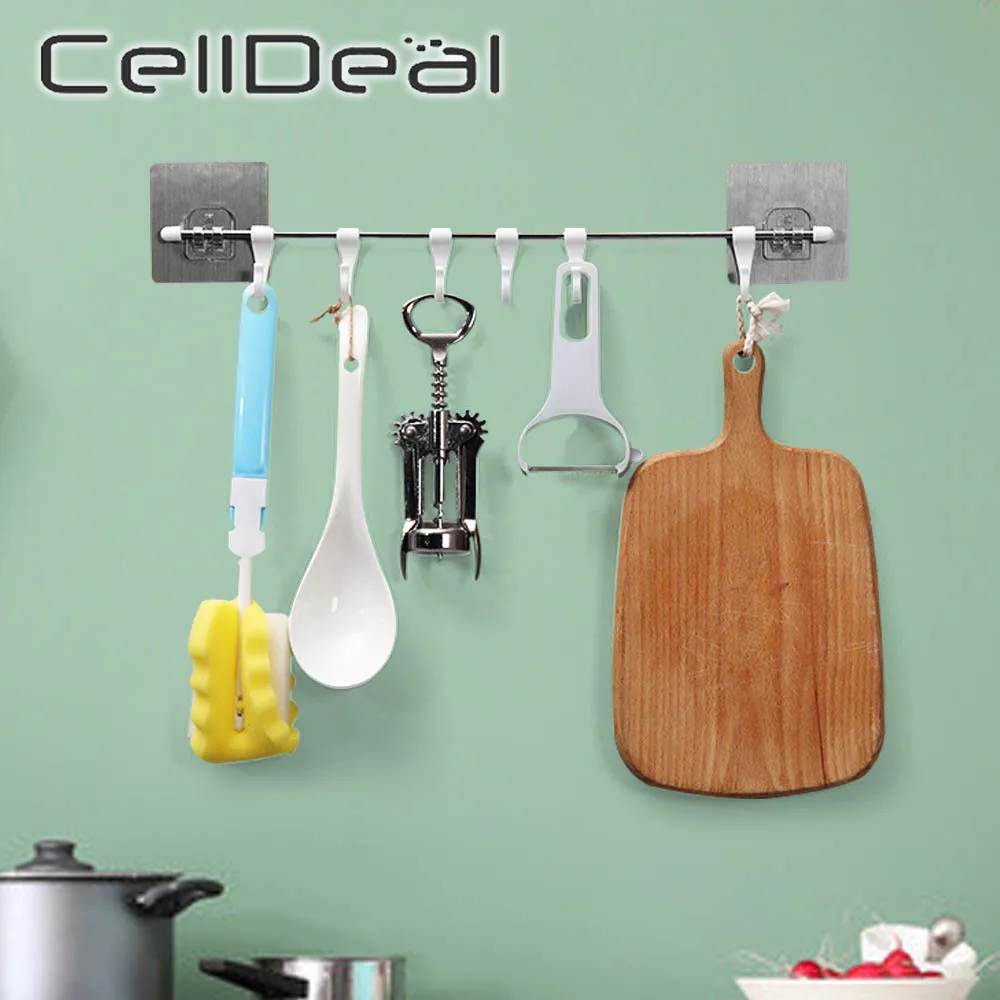

6 Hook Kitchen Organizer Multipurpose Storage Rack Towels Hanger Durable Pantry Chest Tools Kitchen Accessories Home Organizer