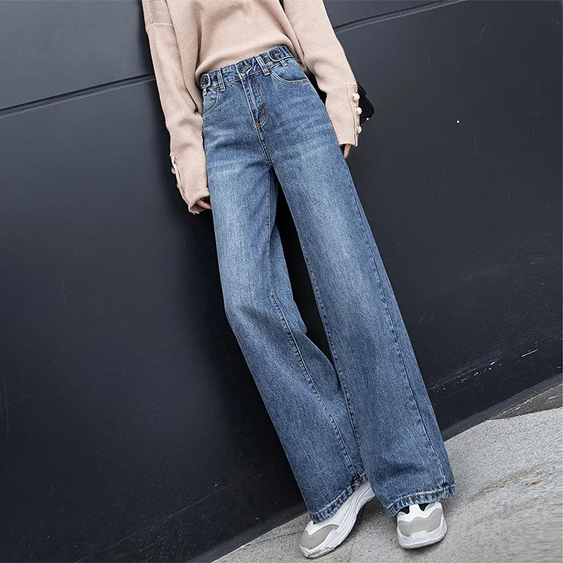 Jeans woman High Waist Wide Leg Pants Loose Jeans for Women 2020 lengthen