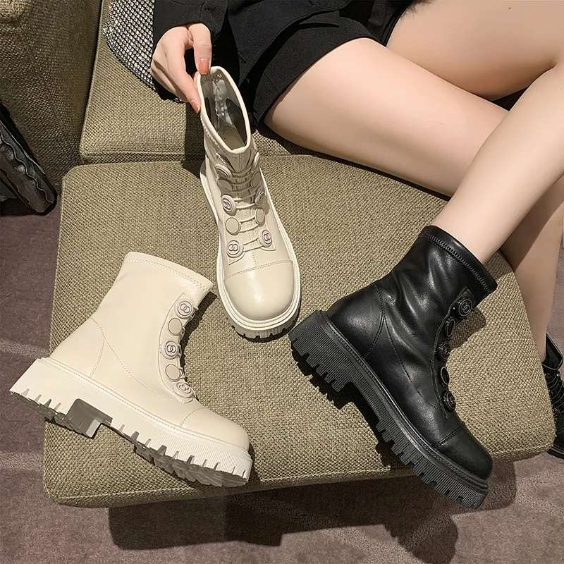 short Boots Women 2022 Fashion New Boots Thick-soled Women's Boots Autumn Single Boots Short Boots British Style Boots Women
