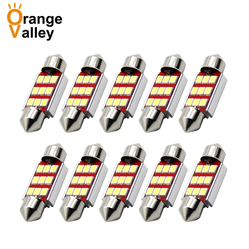 10 шт. c5w led CANBUS 31 36 39 41 мм Festoon C10W 6 лампа 2835 9 SMD 12V для чтения интерьер автомобиля