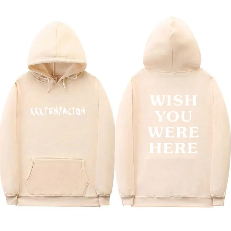 Новинка XXXtentacion толстовки хип-хоп Уличная одежда для мужчин/женщин WISH YOU ware HERE Толстовка Трэвиса Скотта с длинным рукавом с буквенным принтом толстовки для мужчин - Цвет: Khaki XMS127