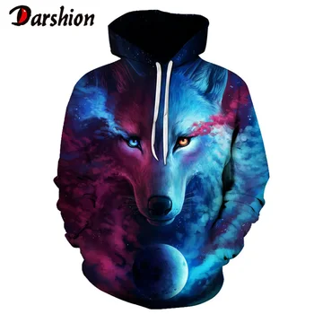 

Fashion Men Wolf Animal 3D Printed Hooded Hoodies Men Women Shinning Wolf Design Sweatshirts 3D Harajuku Hoody Plus Size 4XL