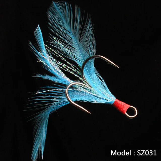 20pcs/lot Fish hook 2 4 6 8 10# Black /Red Fly Fishing Hook with 25 Colors Feather Fishing Tackle High Carbon Steel Barbed Hooks SZ031