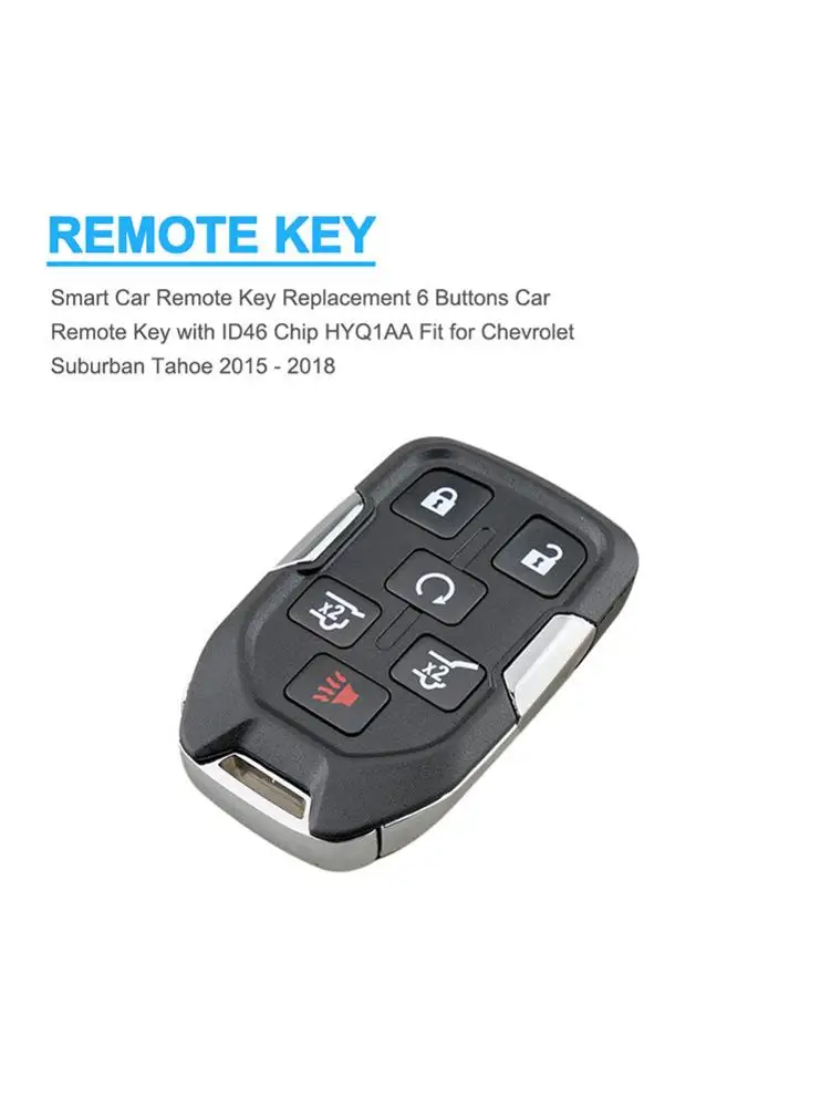 Смарт-автомобиль Замена дистанционного ключа 6 кнопок автомобиля дистанционного ключа с ID46 чип HYQ1AA подходит для Chevrolet для Suburban, Tahoe