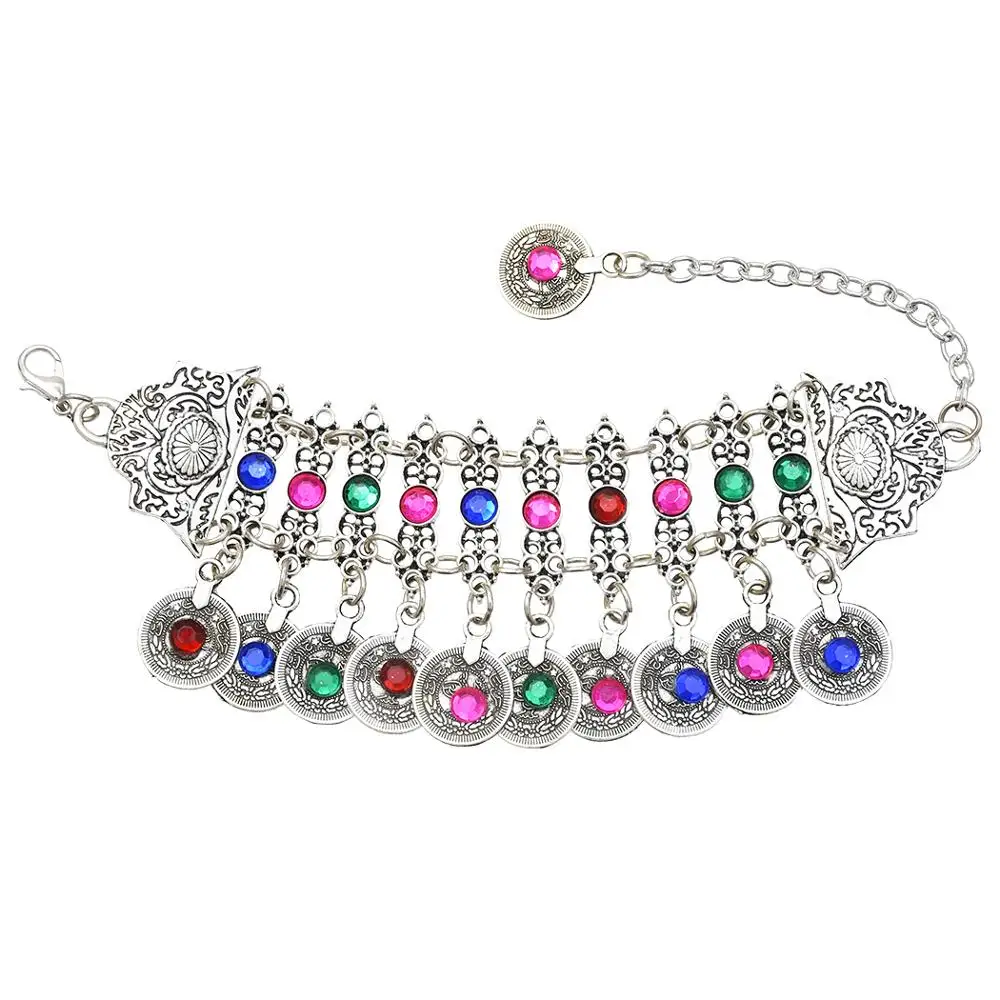 Этнические Бохо Афган серьги jhumka окисленная Монета Кристалл Талия танец живота цепи браслет заколки для волос турецкий индийский ювелирные наборы