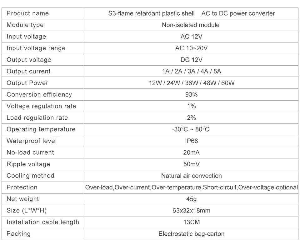 Fonte de alimentação 12v para 12v ca