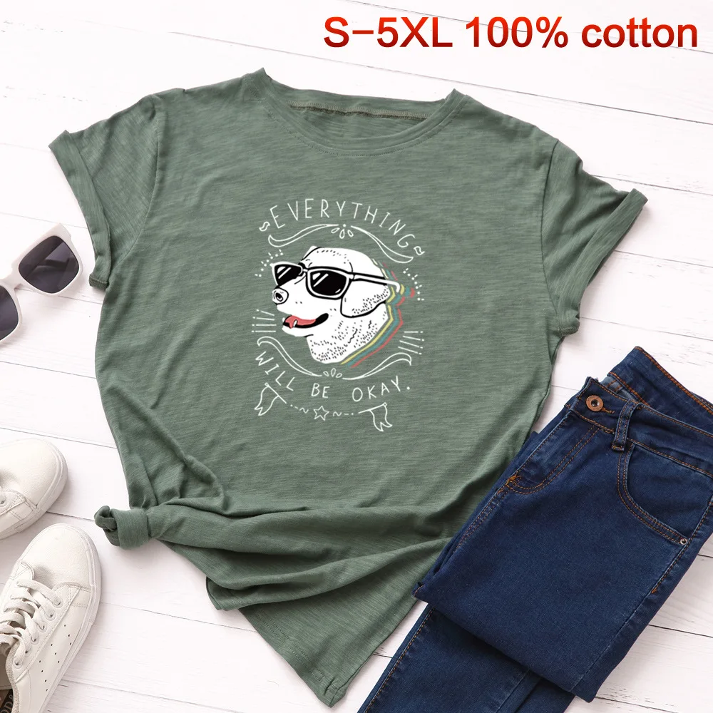 S 5XL 100% хлопок женские летние футболки с принтом большие размеры Забавные
