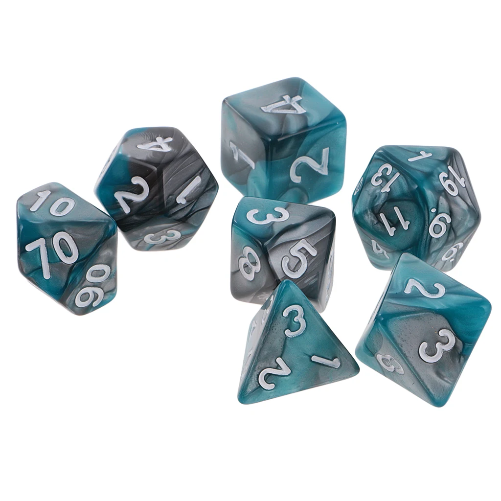 7 pieces Two Colors Polyhedral Dice 16mm for DND Table Board Games D20 D12 D10 D8 D6 D4 Dice Set Party Game Toys