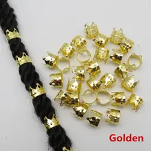 100 шт Золотая/серебряная металлическая Корона Регулируемая коса для волос dread дредлок браслет из бусин клипсы микро кольца аксессуары