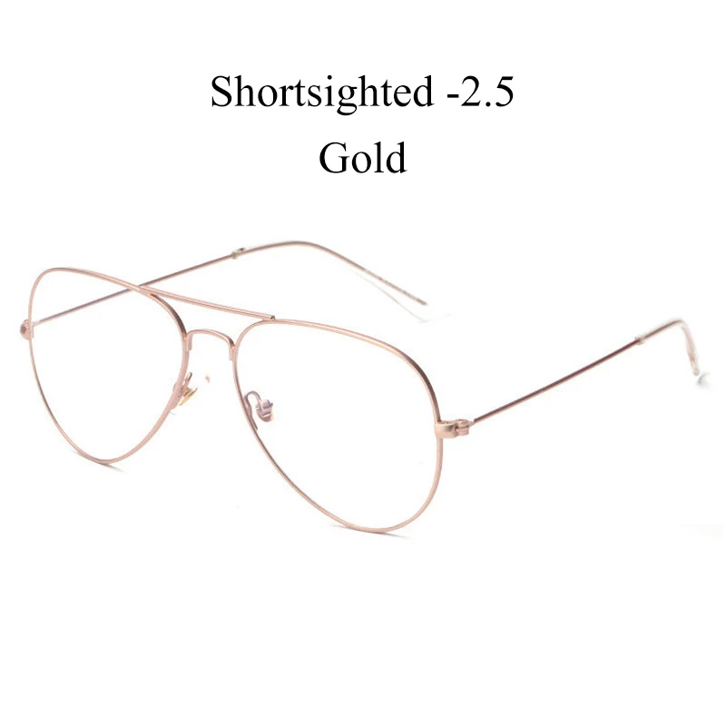 IBOODE для мужчин и женщин пилота близорукость очки женские мужские готовые близорукие очки унисекс, металлические очки для близоруких очков - Цвет оправы: Gold Myopia 2.5