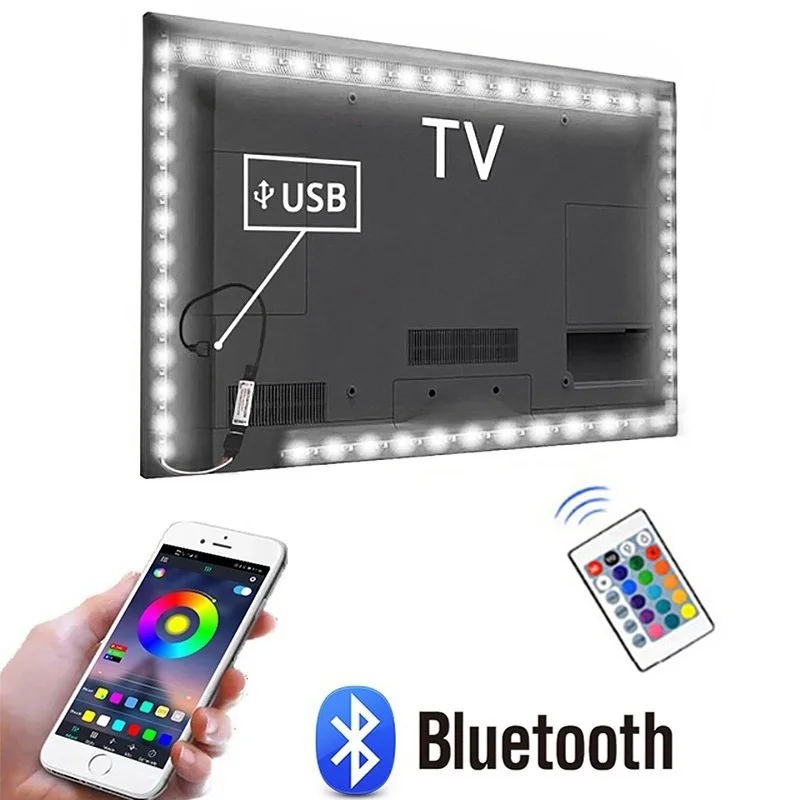 Светодиодный светильник RGB для ТВ 1 м 2 3 4 5 5050SMD В светодиодный с питанием от USB HD фон
