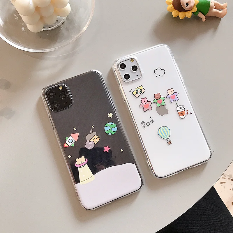 Ins стиль rocket bear Прозрачный чехол для телефона для iPhone 11Pro Max 6 6s 7 8 Plus X Xs Max Xr 11 Pro высококачественный мягкий чехол Fundas Capa