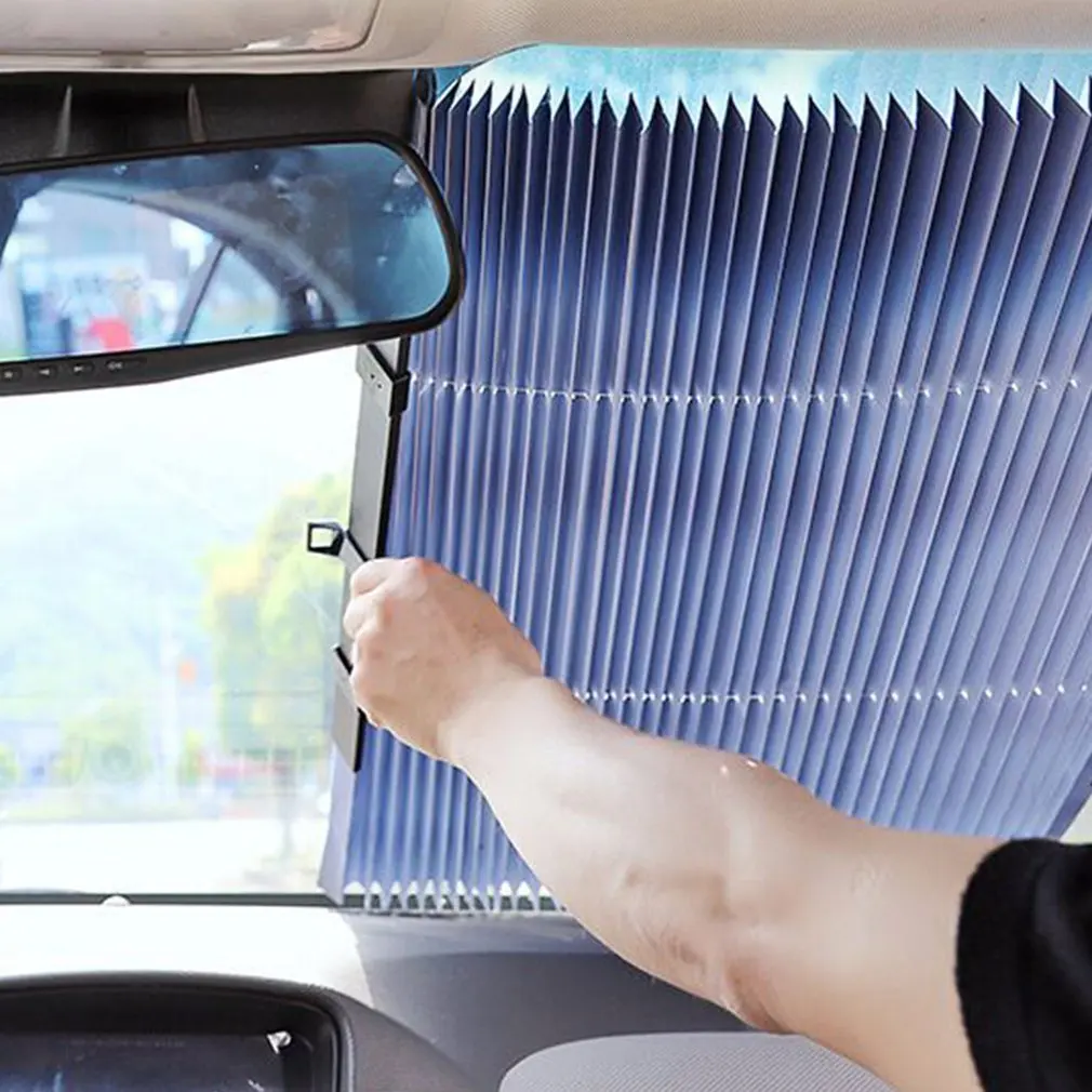 Автомобильный солнцезащитный изоляционный солнцезащитный козырек, автоматический выдвижной складной козырек для переднего ветрового стекла, затемненный светильник для занавесок