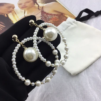 

Luxury Pearl Round Earrings For Women 2020 New Circle Earrings Evening Party Jewelry