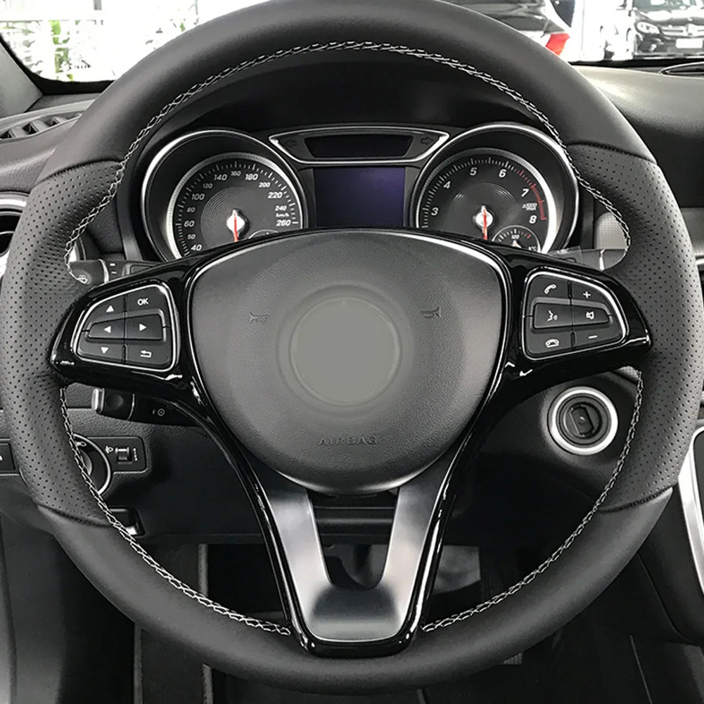 Для Mercedes Benz A B C E GLA CLA GLC GLS GLE V класс W176 W246 W205 W213 W117 C117 X156 X253 W447 отделка рамы рулевого колеса автомобиля - Название цвета: Piano Black