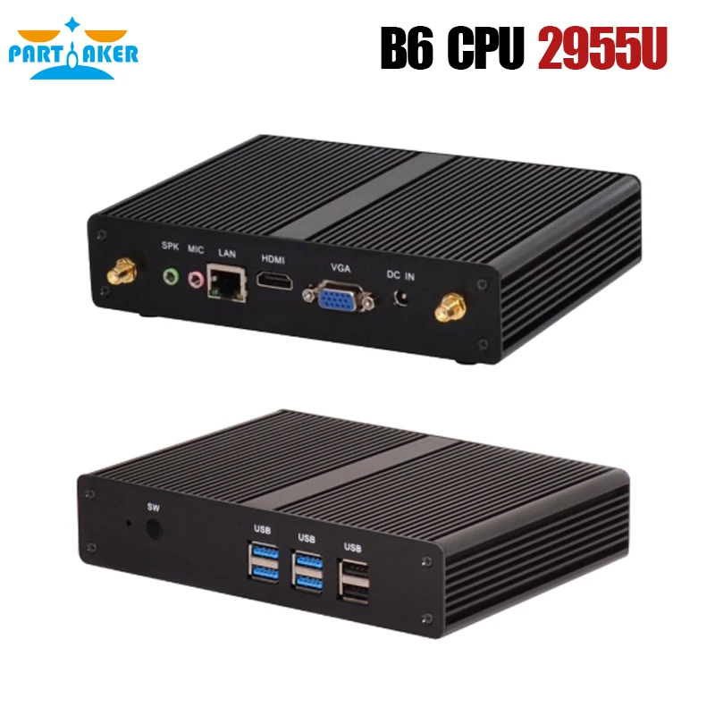 Cheap Fanless Mini PC Intel i3 7167U i5 4200Y Windows 10 Barebone System PC Unit Desktop Computer Linux HTPC VGA HDMI WiFi 6*USB