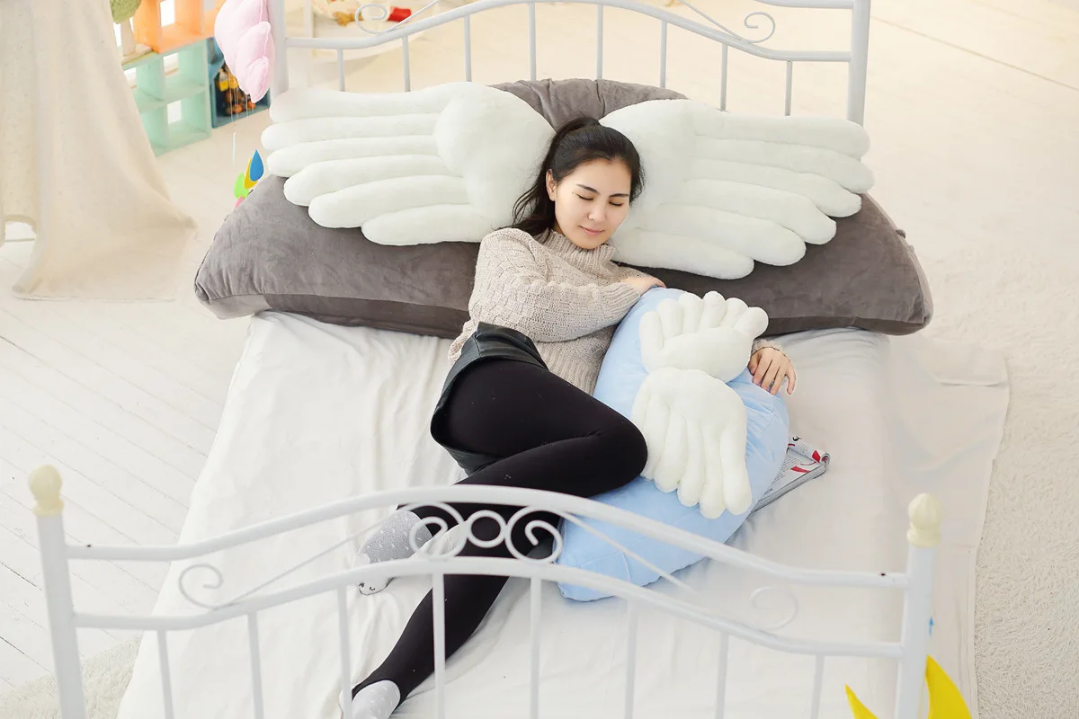 

Angel Wings Pillow GIRL'S INS European Style Cute Headboard Fabric Crown Cushion Soft Bag Large Backrest Back Cushion
