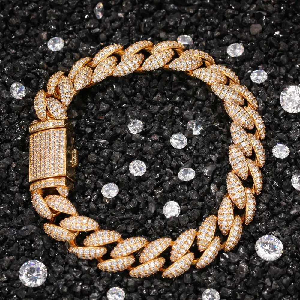 Uwin 12mm Iced Out Cuban Chain Bracelet Bling Cz Bracelet For Women Men