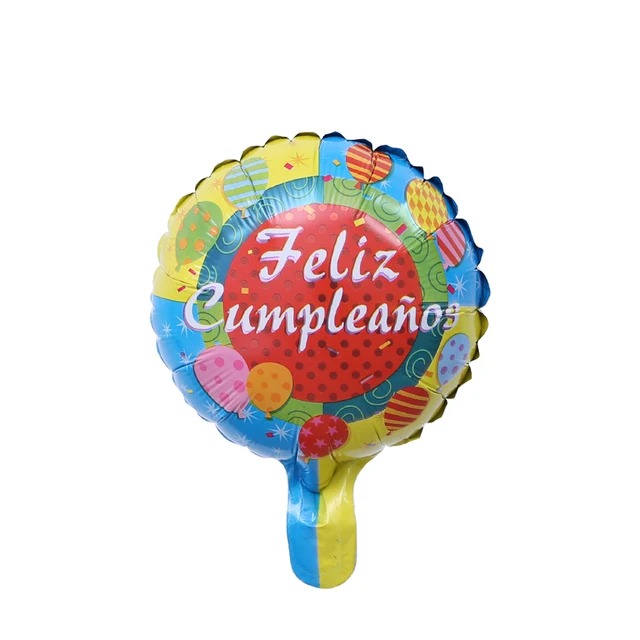 10pcs/lot 10inch Feliz Cumpleanos Spanish Happy Birthday Balloons Round Mylar Helium Balloon Happy Birthday Party Air Globos 25