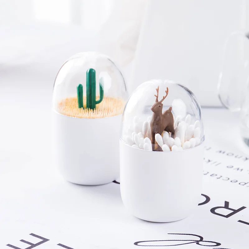 

1PC Creative Plastic Toothpicks Holder Cylindrical Cotton Swab Box Office Table Storage Box Bathroom Desk Box Dental Floss Box
