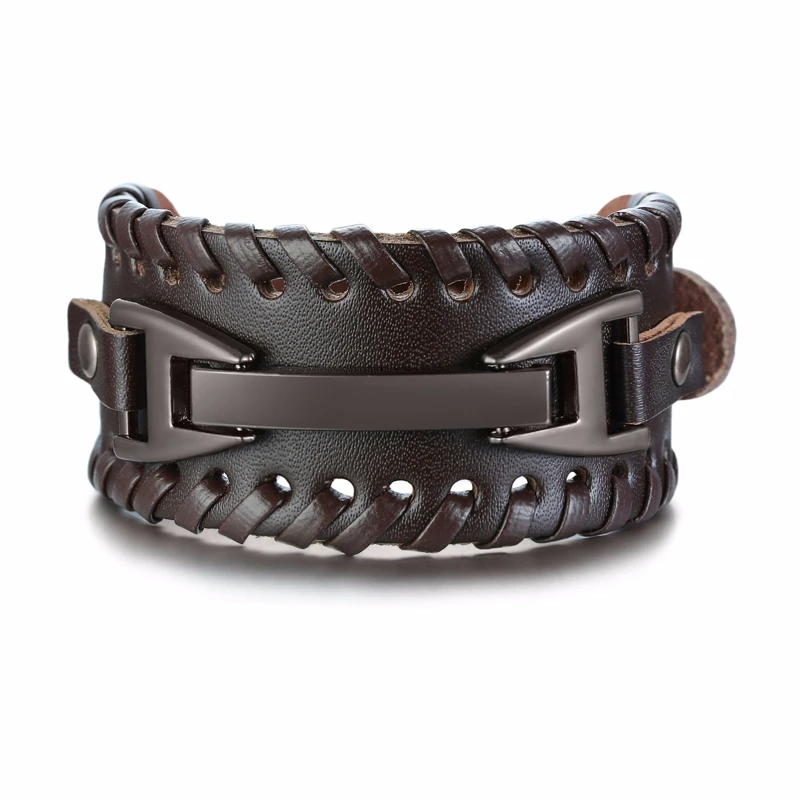 Мужские ювелирные изделия, широкий кожаный Браслет-манжета, экстра-широкий браслет в стиле панк для мальчиков, регулируемый браслет для мужчин, подарок для Него - Окраска металла: 456Z