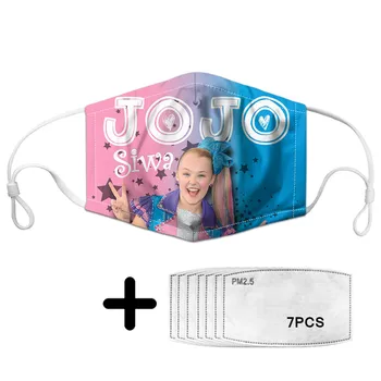 

JoJo Siwa Print Kawaii Girls Mask Anti-Dust Face Mouth Masks and 7pcs PM2.5 Activated Carbon Mascara Reusable De Boca Fashion