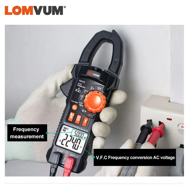 

Токоизмерительные клещи LOMVUM, профессиональный мультиметр с цифровым циферблатом, точность 6000 отсчетов, V.F.C