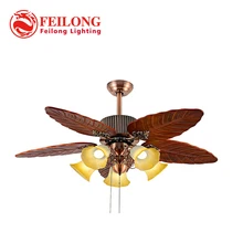 Потолочный вентилятор, огромные Лопасти Листьев, светильник с пятью комплектами, вытяжной цепной контроль, потолочный светильник, потолочный вентилятор Hunter