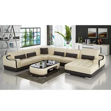 Диваны для гостиной диван-кровать Подлинная 7 местный L форма кожаный диван с ТВ Стенд