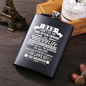 

Daughter To my dad portable stainless steel hip flask alcohol bottle travel whiskey alcohol liquor bottle flagon Male Small Mini