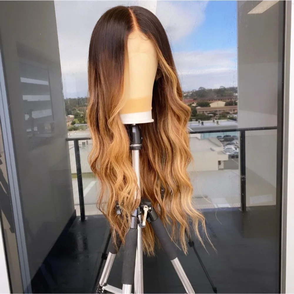 

Long Deep Wave Ombre 1B27* Synthetic Lace Front Wigs For Black Women With Baby Hair Heat Resistant Fiber Cosplay Wig Cosplay Wig