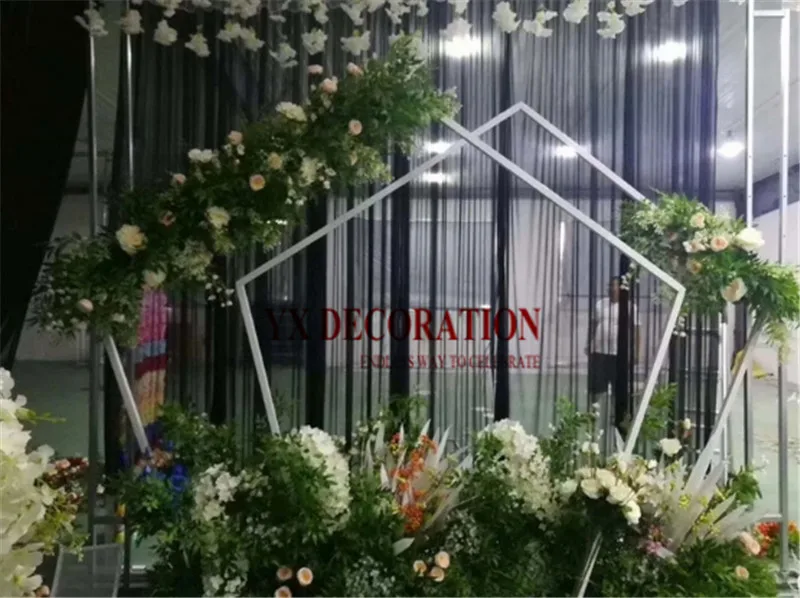 Wholesale Price Pentagon Wedding Arch Props Stand Backdrop Stent Single Arch Flower Outdoor Lawn Rack Wedding Event Decoration