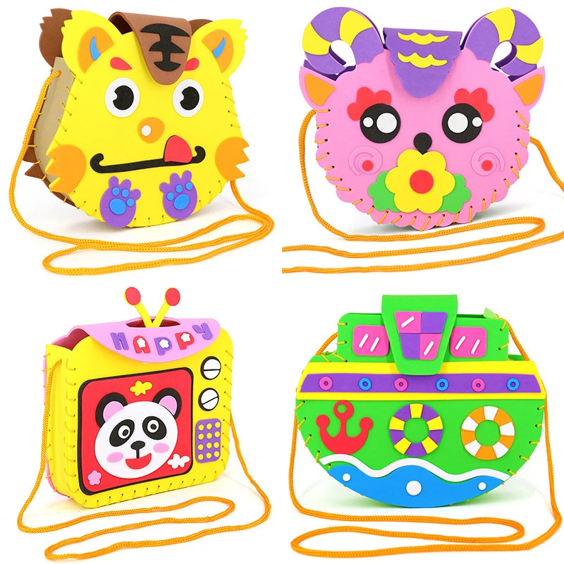 3D DIY Manual Messenger Bag Craft Toys Children Handmade EVA Bags Make Materials Kids Hands-on ability Learning Education | Игрушки и