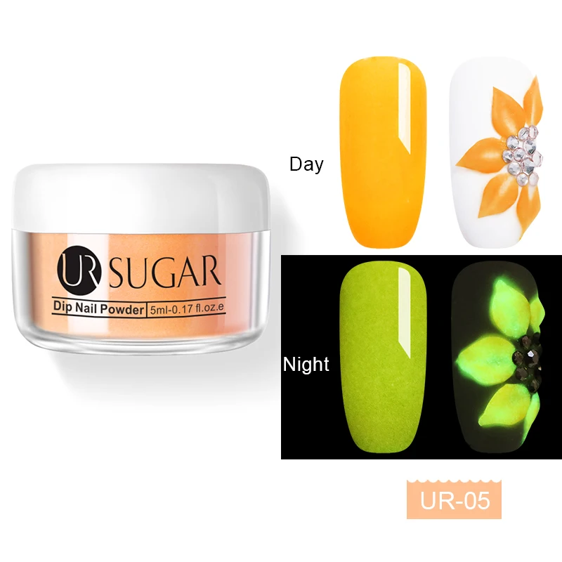 Ur Sugar, 5 мл, светящийся, 3 в 1, Dip, порошок для ногтей, акриловая пудра, резьба, расширение, блеск для ногтей, светящийся в темноте, пыль, украшения для ногтей - Цвет: UR-05