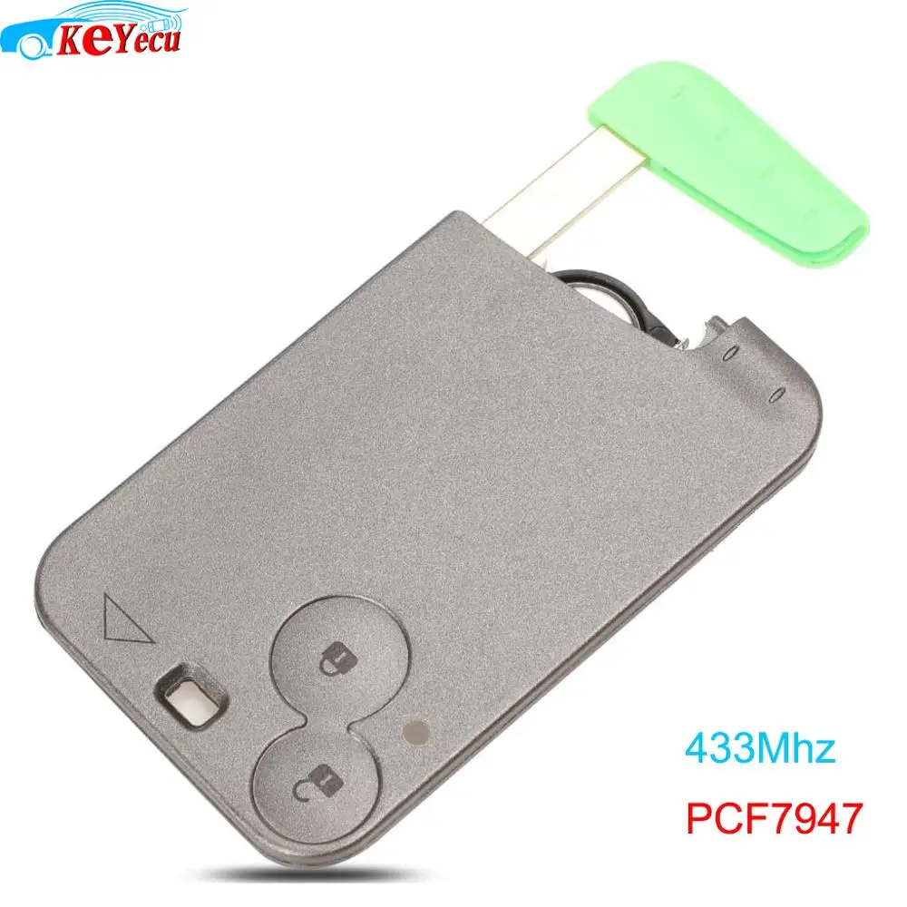

KEYECU 2 Button Remote Key PCF7947 Chip 433Mhz suit for Renault Laguna Espace 2001-2006 Smart Card Remote Fob Car Styling
